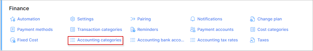 SageOne accounting categories