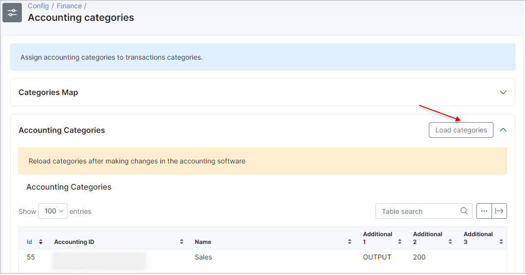 SageOne accounting categories