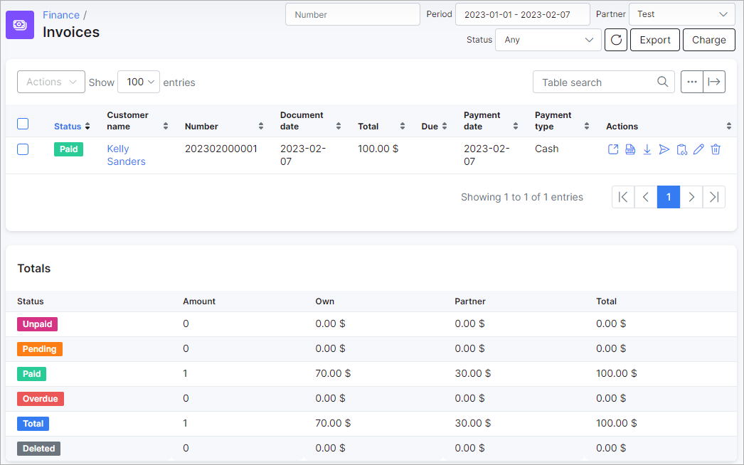 SageOne test categories