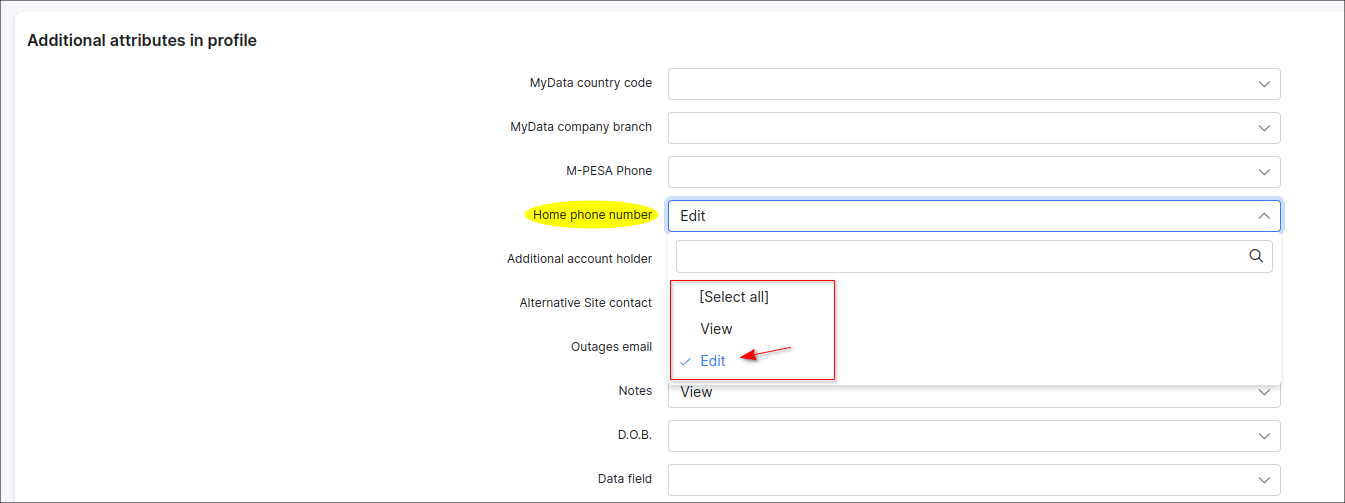 Additional attributes in profile
