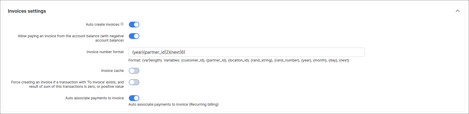 Invoice number pattern