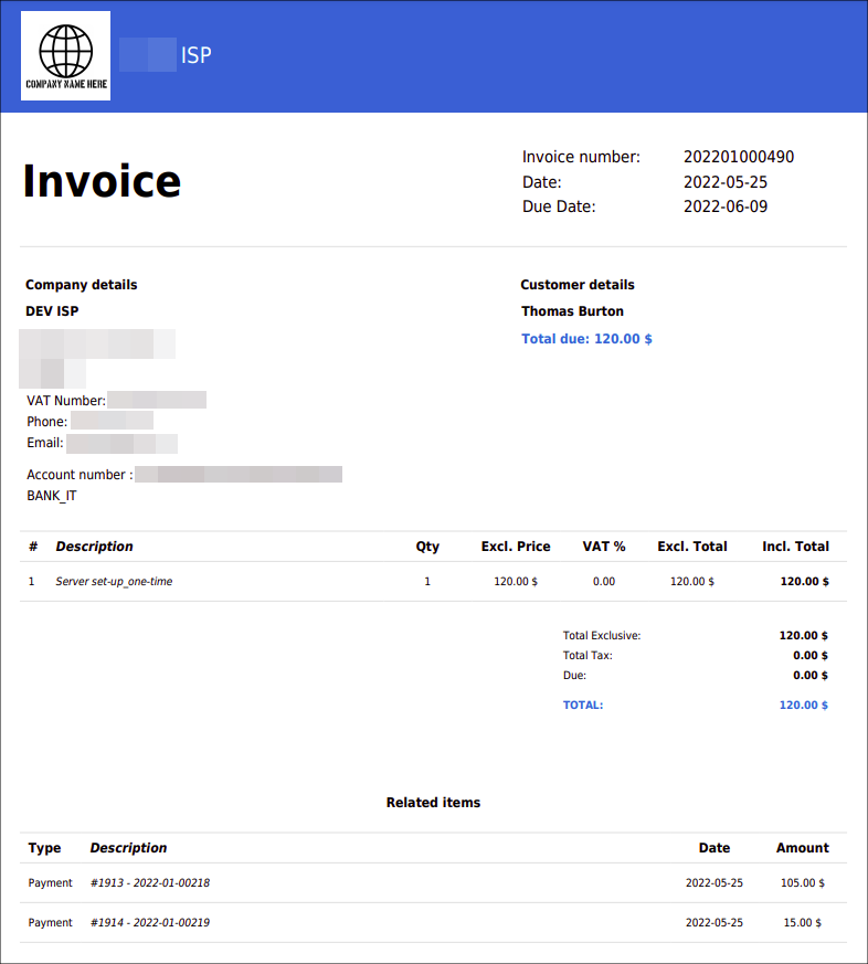 Invoice view