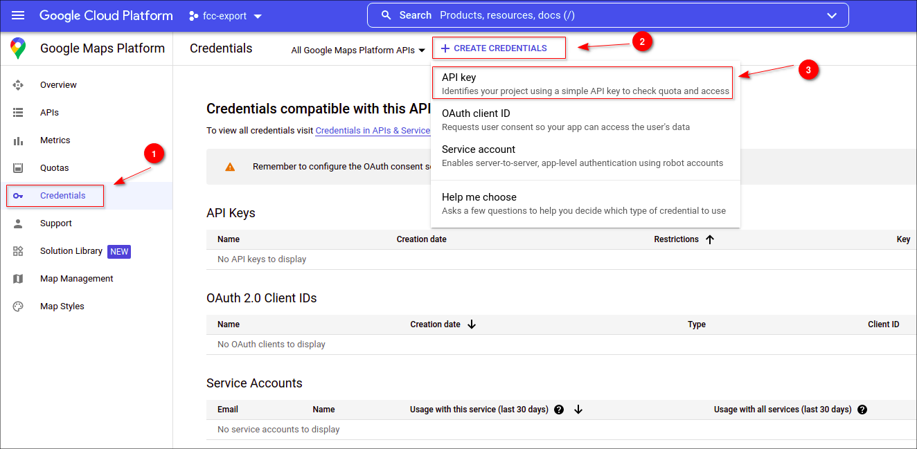 fcc Google get key 6