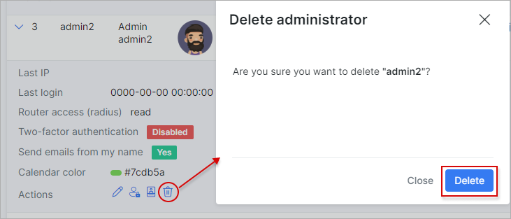 Delete administrator