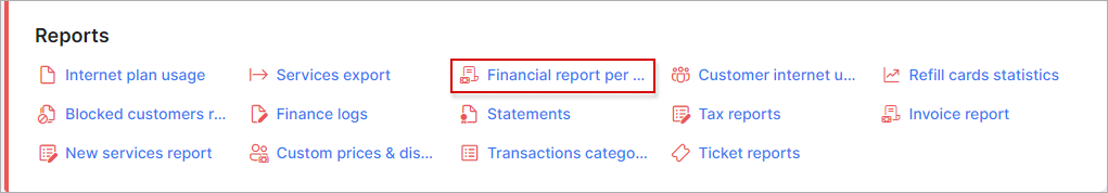 Financial report per plan