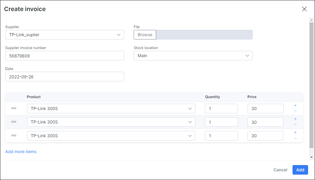 Create invoice