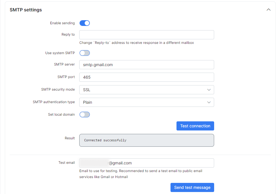 smtp settings