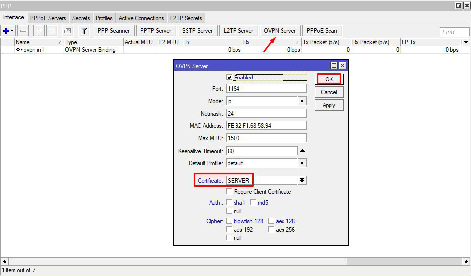 OpenVPN settings