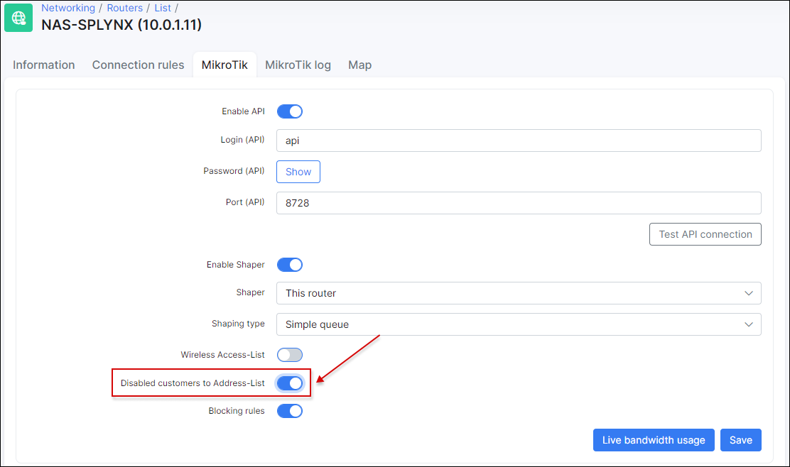 Disabled customers to Address-List