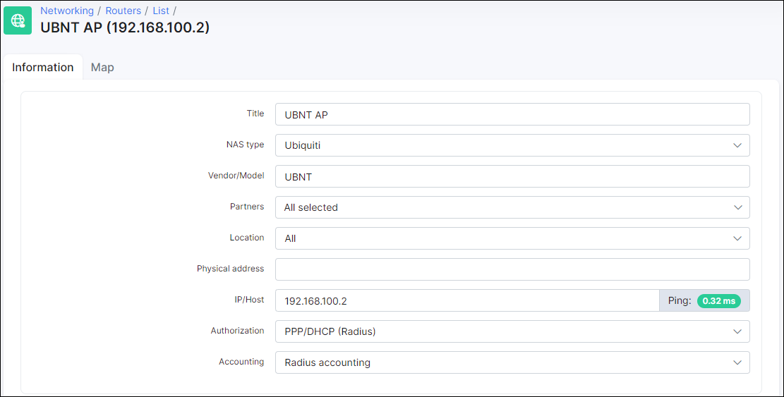 Ubiquiti Wireless auth, Radius