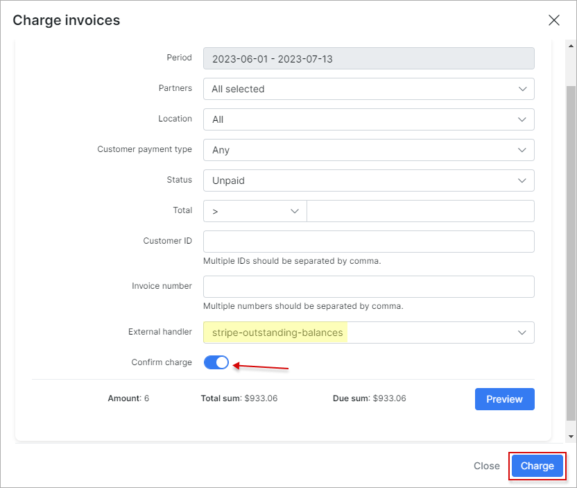 Stripe charge invoices 3