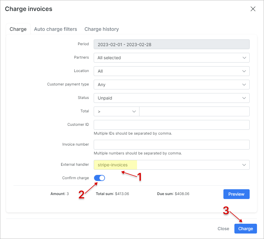 Stripe charge invoices 2