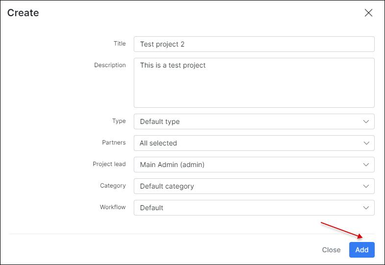 Projects table